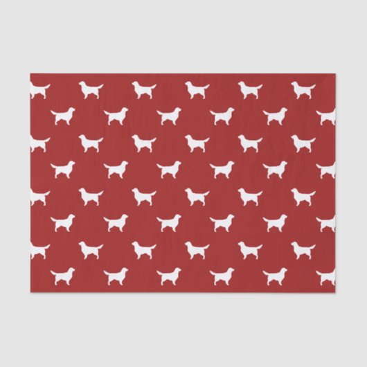 ゴールデン・リトリーバーは赤のパターンのシルエットを描きます 薄葉紙 (正面)