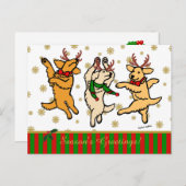 ゴールデン・リトリーバーを踊るクリスマス シーズンポストカード (正面/裏面)