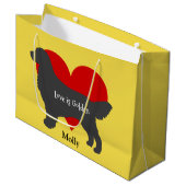 ゴールデン・リトリーバー犬のシルエット愛は金です ラージペーパーバッグ (正面アングル)