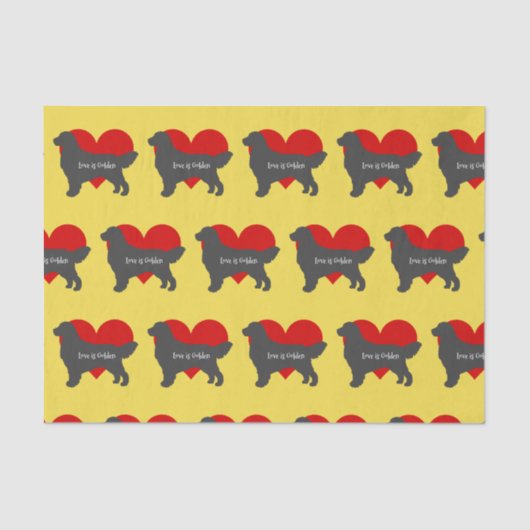 ゴールデン・リトリーバー犬のシルエット愛は金です 薄葉紙 (正面)