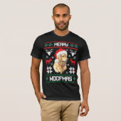 ゴールデン・リトリーバー犬のメリーなWoofmasのクリスマスのワイシャツ Tシャツ (正面フル)