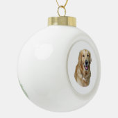 ゴールデン・リトリーバー犬の写真のポートレート セラミックボールオーナメント (左)