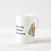 ゴールデン・リトリーバー犬の写真のポートレート ボーンチャイナマグカップ (正面右)