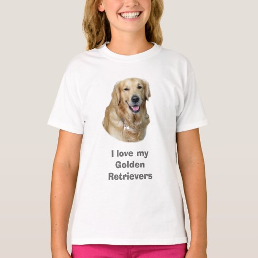 ゴールデン・リトリーバー犬の写真のポートレート Tシャツ (正面)