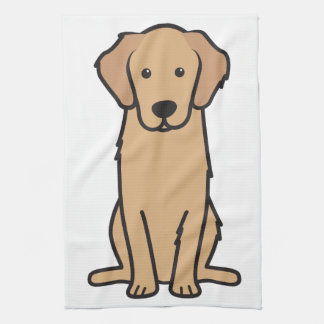 ゴールデン・リトリーバー犬の漫画 キッチンタオル