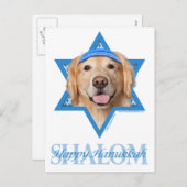 -ゴールデン・リトリーバー-ハヌカーのダビデの星コロナ シーズンポストカード (正面/裏面)
