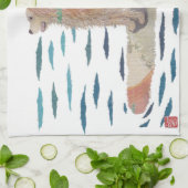 ゴールデン・リトリーバー、ビーチ犬、かい板 キッチンタオル (折り畳み)