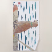 ゴールデン・リトリーバー、ビーチ犬、モダン ビーチタオル (正面)