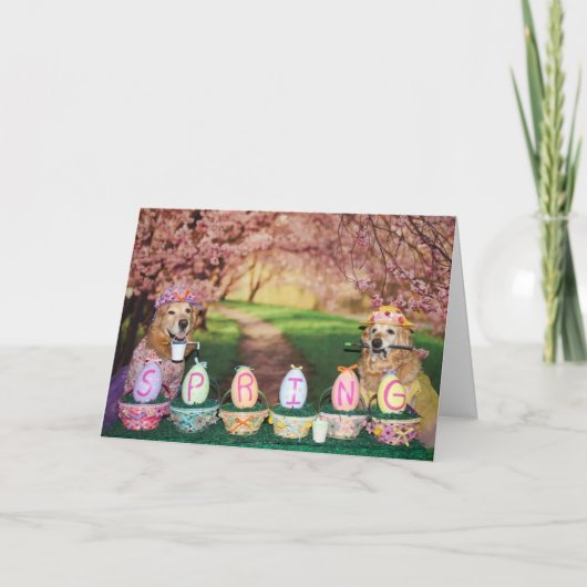 ゴールデン·リトリーバー·春·イースター シーズンカード (正面)