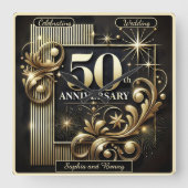 ゴールデン・レイディアンス:50周年 スクエア壁時計 (正面)