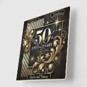 ゴールデン・レイディアンス:50周年 スクエア壁時計 (傾斜)