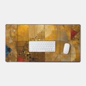 ゴールデン、レッド、ブルージオメトリック天国 デスクマット (キーボード&マウス)