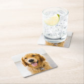 ゴールデン·レトリバーが笑顔 スクエアペーパーコースター (インサイチュ)