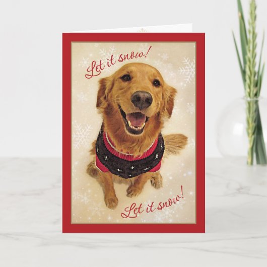ゴールデン·レトリバーが雪を降ろせ！クリスマスカード シーズンカード (正面)