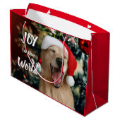 ゴールデン·レトリーバー犬が世界のクリスマスに喜ぶ ラージペーパーバッグ (裏面アングル)