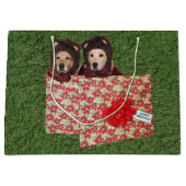 ゴールデン・レトリーバー・テディベアがクリスマスプレゼントに ラージペーパーバッグ (正面)