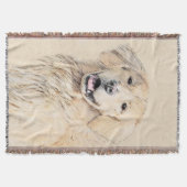 ゴールデン·レトリ絵画バーズ-かわいいオリジナルのドッグアート スローブランケット (正面)