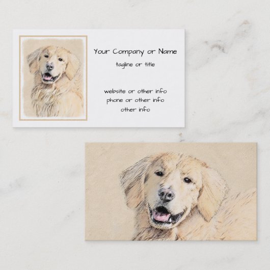 ゴールデン·レトリ絵画バーズ-かわいいオリジナルのドッグアート 名刺 (正面/裏面)