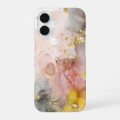 ゴールデン・レヴェリー - 抽象的な水彩画とゴールドの携帯電話  iPhone 16ケース (裏面)