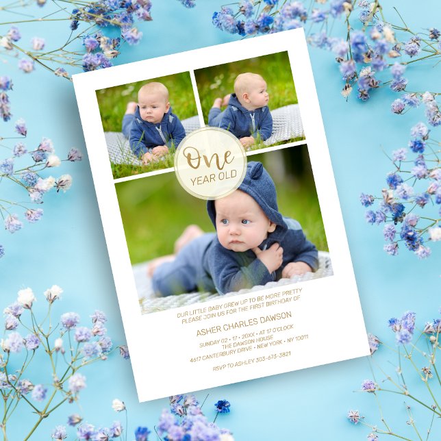 ゴールデン·ワン·オールド·誕生日ベビー3枚写真 (クリエイターアップロード済み)