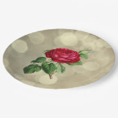 ゴールデン《写真》ぼけ味の背景に赤いバラ ペーパープレート (アングル)