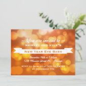 ゴールデン《写真》ぼけ味ハッピーニューイヤーパーティーお祝い 招待状 (スタンド正面)