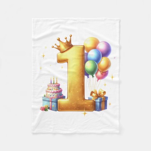 ゴールデン 初誕生日 フリースブランケット (正面)