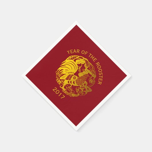 ゴールデン〔占星術の〕十二宮図2017ルースターイヤー紙ナプキン スタンダードカクテルナプキン (角)