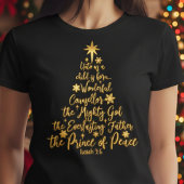 ゴールデン「幼子がわれらに生まれ給う」クリスマスツリー Tシャツ