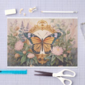 ゴールデン(昆虫)オオカバマダラ、モナークワイルドフラワーメダリオンゴージャス 薄葉紙 (クラフト)