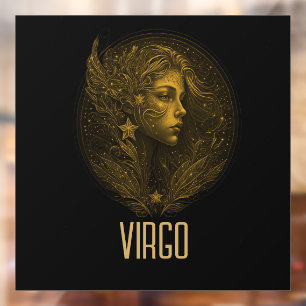 ゴールデン《星座》乙女座クラシック〔占星術の〕十二宮図サインブラック ウィンドウサイン