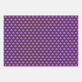 ゴールデン（紋章の）フラ・ダ・リオンブルー、ゴールデン&パープル ラッピングペーパーシート (正面2)