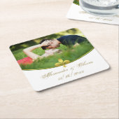 ゴールデン(紋章の)フラ・ダ・リ結婚フォトの紙コースター スクエアペーパーコースター (アングル)