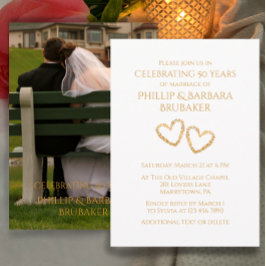 ゴールデン 結婚50周年パーティー ハート フォト 招待状
