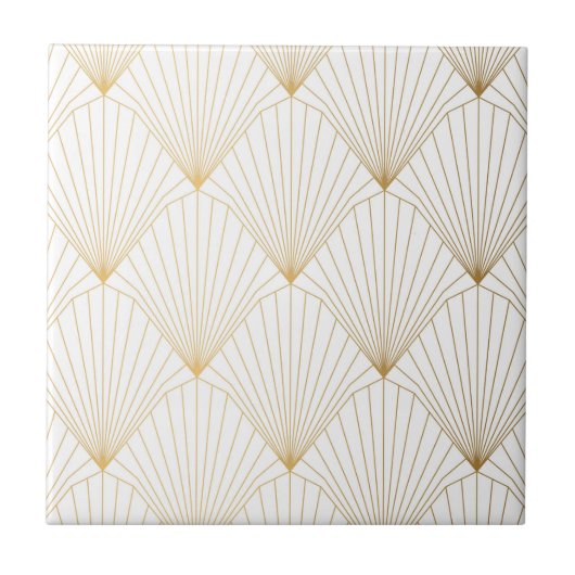 ゴールデン、金ゴールド、エレガントヴィンテージ、穏やかな、アールデコパット タイル (正面)