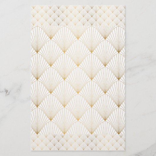 ゴールデン、金ゴールド、エレガントヴィンテージ、穏やかな、アールデコパット 便箋 (正面)