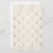 ゴールデン、金ゴールド、エレガントヴィンテージ、穏やかな、アールデコパット 便箋 (正面/裏面)