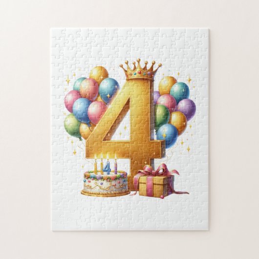 ゴールデン 4歳 誕生日 ジグソーパズル (縦)