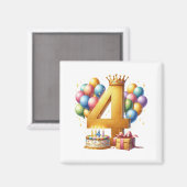 ゴールデン 4歳 誕生日 マグネット (正面/裏面)