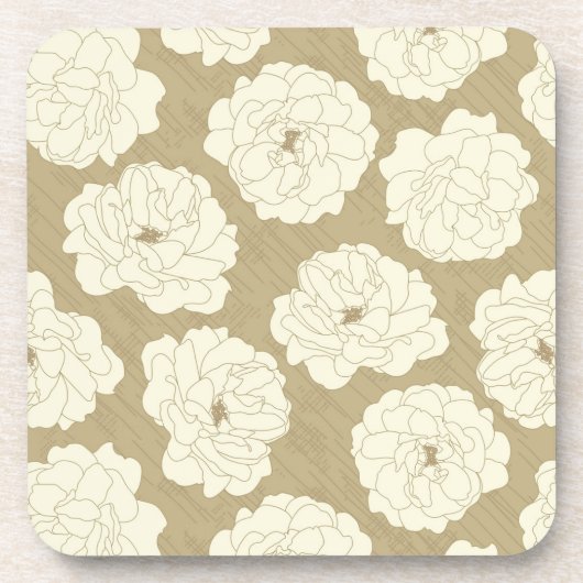 ゴールデンBeigeのクラムバラ – シームレスなパターン。 コースター (正面)