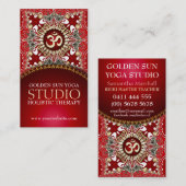 ゴールデンOMヨガろうけつ染めボヘミアンレッドビジネスカード 名刺 (正面/裏面)