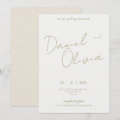 ゴールデンTouch：ホワイト、ブラック、金ゴールドミニマリスト 招待状 (正面/裏面)