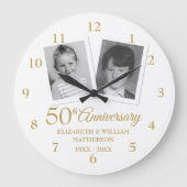 ゴールデ結婚ンの記念日の子ども時代の写真 ラージ壁時計 (正面)