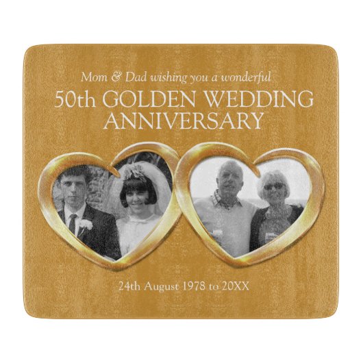 ゴールデ結婚ンの記念過去プレゼント写真  カッティングボード (正面)