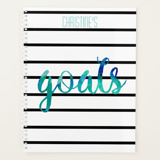 ゴールトレンディーパーソナライズされた水彩タイポグラフィ プランナー手帳 (正面)