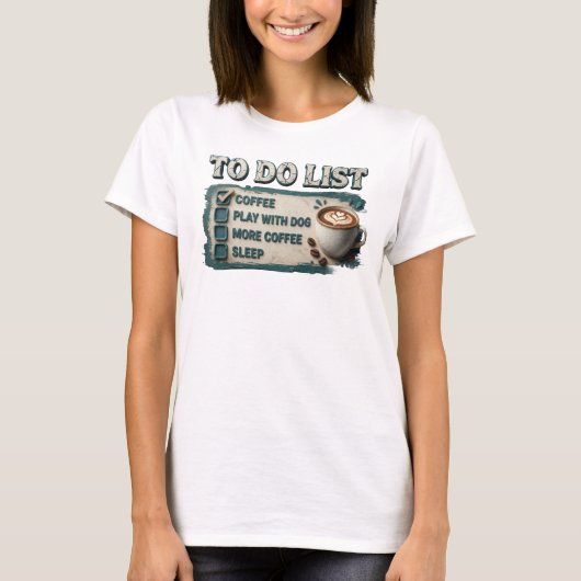 ゴールドがおしゃれ コーヒー 遊びに行こう 犬 デザイン Tシャツ (正面)