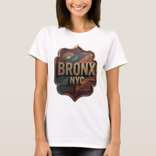 ゴールドが映えるブロンクスNYCスローガンTシャツ Tシャツ (正面)