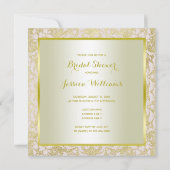 ゴールドが輝く、ダイヤモンドジュエリー＆リボン ブライダルシャワー 招待状 (裏面)