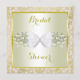 ゴールドが輝く、ダイヤモンドジュエリー&リボン ブライダルシャワー 招待状