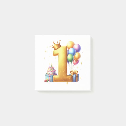 ゴールドでお祝い 1歳の誕生日 ポストイット (正面)